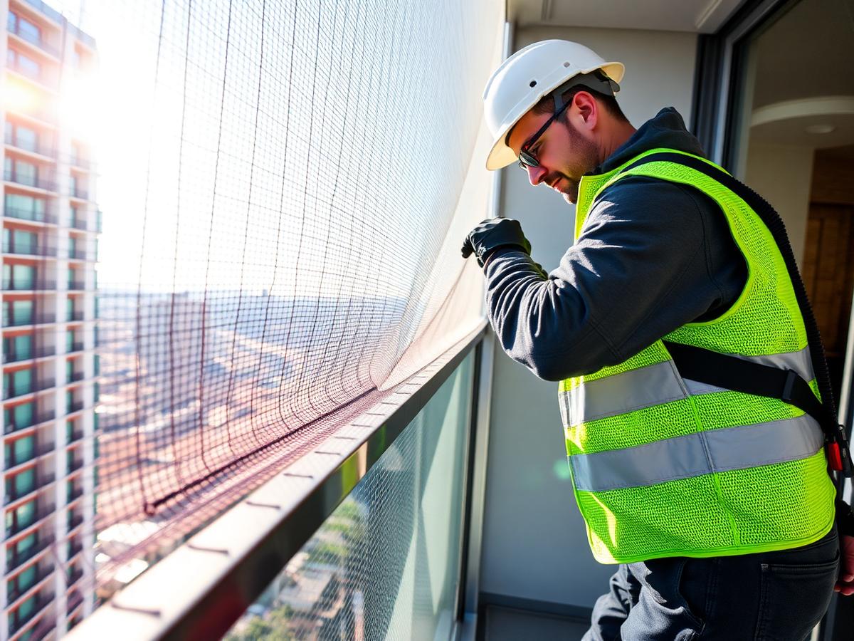 Professional installer fitting bird netting